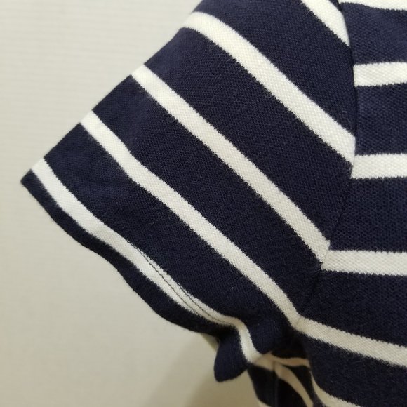 Merona top Small Ultimate Polo Breton striped nautical short sleeve side split - Picture 8 of 10